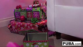 Britney amber finds a christmas gift under the tree perfectly sized for her ass