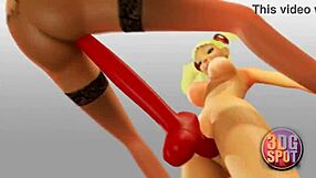 Two Busty Lesbians Try Double Dildo in Public Store