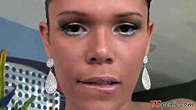 Small Titted Tranny Crystal Works It Solo in Casual Style