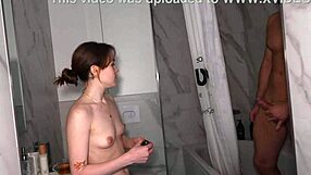 cute girl showers with her step daddy innocently
