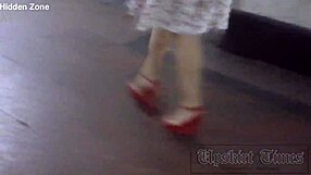 Voyeur catches upskirt fishnet leggings on metro bus ride. Hidden cam spies every detail.