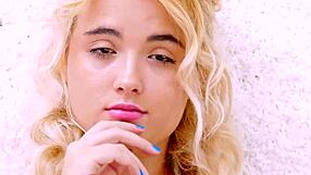 Blonde teen fucks father in law on sofa