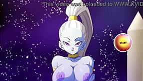 vados teases master roshi with her huge boobs?
