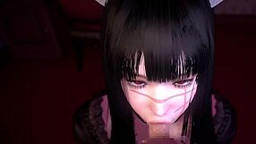 Chainsaw man in 3D cartoon bondage