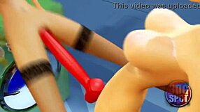 Two Busty Lesbians Try Double Dildo in Public Store