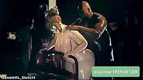 Big beautiful woman getting some black bull cock in 3D cartoon