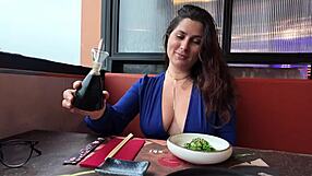 Stepson FEEDS stepmom big TITS