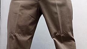 the hot teacher in costume says, 'watch me spank and jerk off in this gay session'