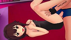 megumin removes towel in love hotel hentai parody