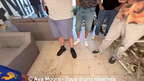 French amateur engages in huge bukkake blowbang sucking strangers for Euro 2024