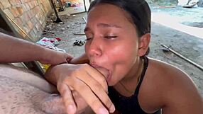 Hardcore sex with neighbor after laundry and tit washing
