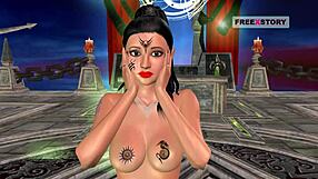 Animated 3D Cartoon of Indian Girl Fingering with Cucumber in Wild Scene