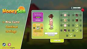 honeysun gameplay starts with a redhead flight attendant in cosplay costume