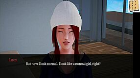 3D animated video of an anime-style redhead in an adult visual novel