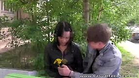 Teen 18+ licks pussy and gets blowjob with cumshot after striptease