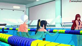 Akeno Demands Intense Sex In The Public Pool