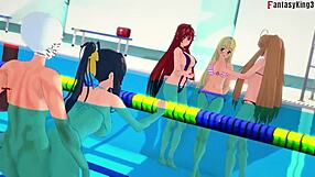 Akeno Demands Intense Sex In The Public Pool