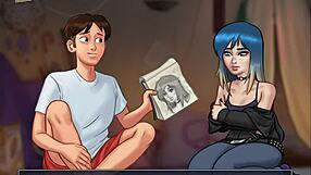 In summertime saga 89, the small-titted character engages in erotic ass play