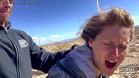 Amateur couple enjoys outdoor intimacy in Las Vegas on a windy day