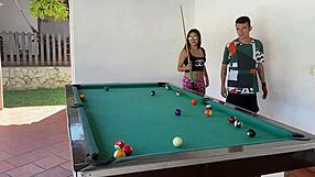 Fucking Stepdaughter While Playing Billiards at Home!