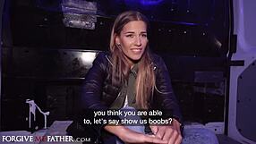 Petite italian cheats with big cock in car, caught by angry boyfriend