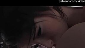 lara croft in 3d hentai gets blowjob, squirt, and creampie action