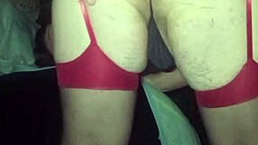 i'm rubbing my little dick in red stockings and showing my huge ass.