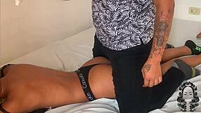 Horny Latina Stepsister Enjoys Ebony Massage On Her Ass And Natural Tits.