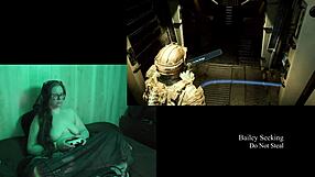 Naked brunette plays deadspace part 8.