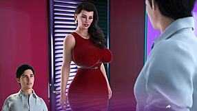 The boss's wife in lingerie in the changing room