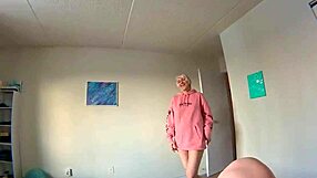 Horny stepmom gives a handjob and takes all cum in her face