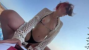 couples have quickie sex on public beach with tight pussy