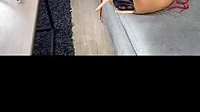 Kenia tease in black stockings red dress