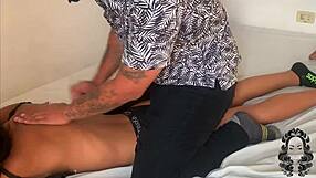 Horny Latina Stepsister Enjoys Ebony Massage On Her Ass And Natural Tits.