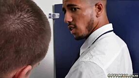 Straight business men trying out gay sex videos on Friday the 13th