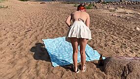 couples have quickie sex on public beach with tight pussy