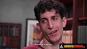 accidental gangbang - naughty girl bent over and double penetrated by classmates in library.