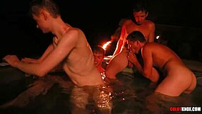 Overwhelmed by Passion in Late Night Hot Tub Orgy with Finn August, Ethan Adams, Colby Chambers, Mickey Knox Bareback