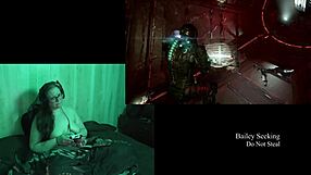 Naked brunette plays deadspace part 8.