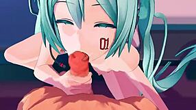 Miku Receives Detailed Blowjob Animation