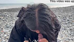 Peruvian prostitute swallows cum after beach sex