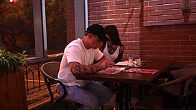 Wet and wild public encounter with a tattooed stud