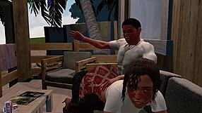 Jack and Emma receive spanking in paradise hentai