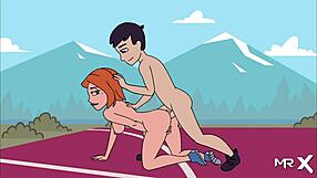 in camppinewood, the character licks big ass in this anime hentai masturbation scene, doing cunnilingus episode 1 5.