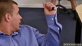Straight business men trying out gay sex videos on Friday the 13th