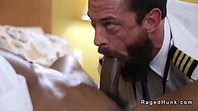 interracial gay anal sex between two muscular pilots in a hotel room