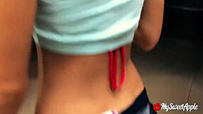 Public Balcony Sex with Massive Facial