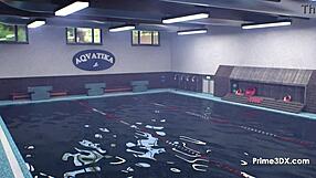 Big Tits Milfs Blow Monster Cock In Poolside Animation