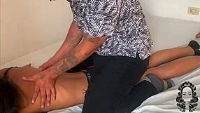 Horny Latina Stepsister Enjoys Ebony Massage On Her Ass And Natural Tits.