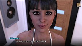 everyone wants to help that erotic milf brunette in anime game with her ass and tits!